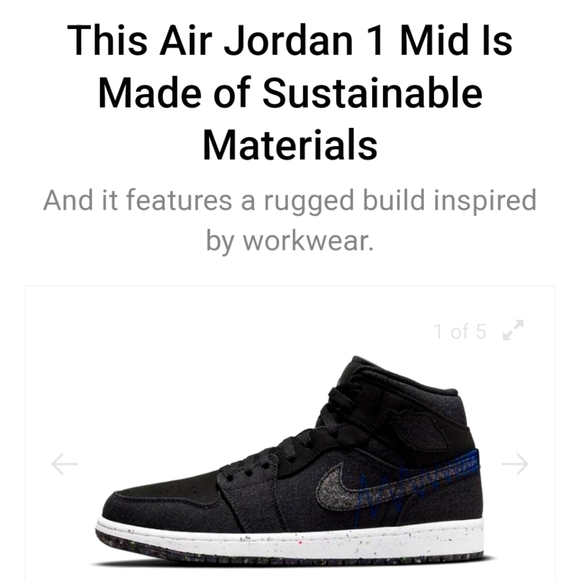 NWT Men's Jordan 1 Mid Crater Black - Picture 4 of 12